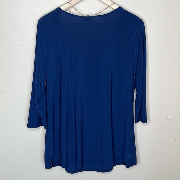 BLOSSOM BY P NAVY BLUE SCOOP NECK 3/4 SLEEVE WITH COPPER COLORED NECKLACE 2XL - Picture 5 of 5